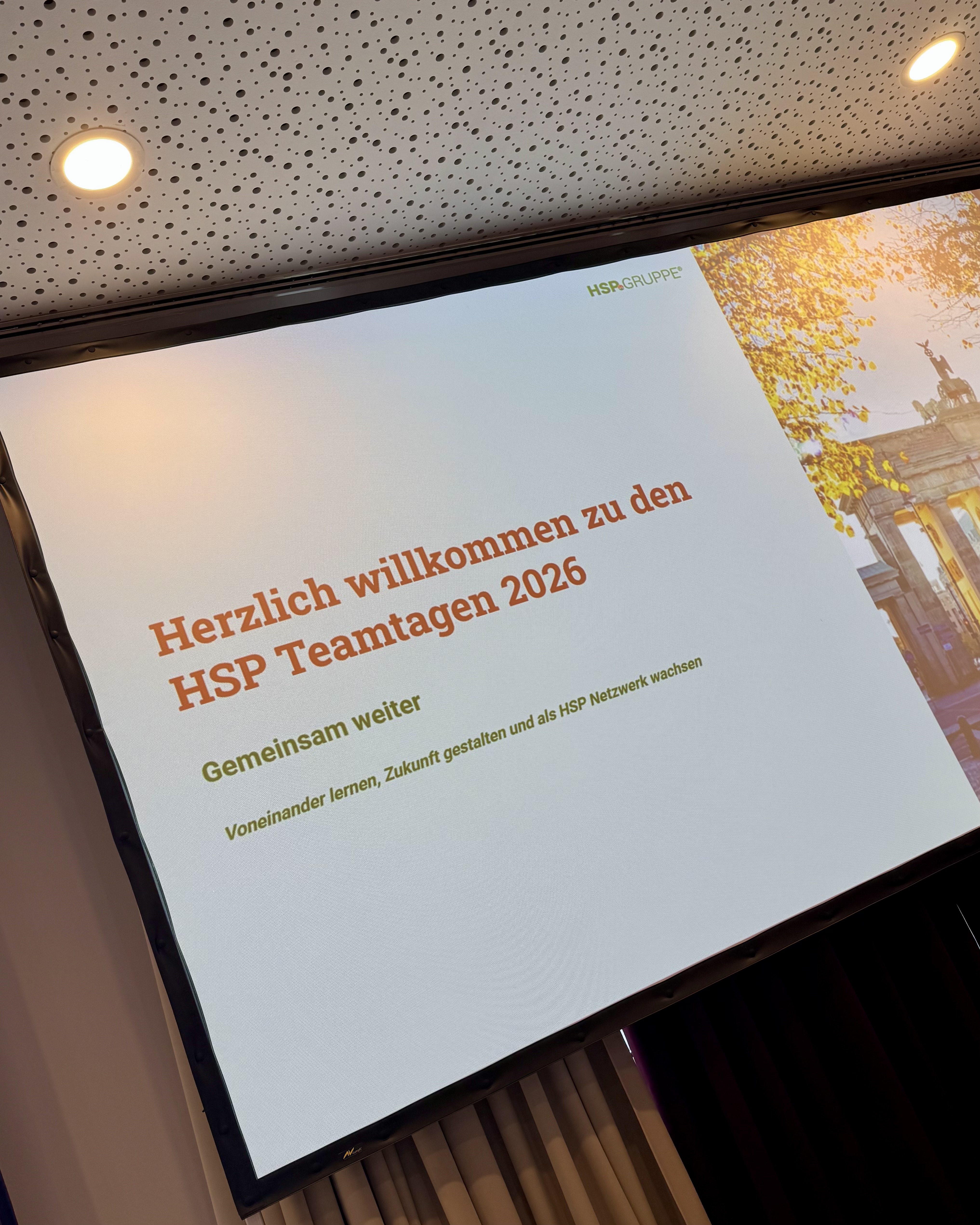 Willkommensfolie der HSP Teamtage 2026 in Berlin.