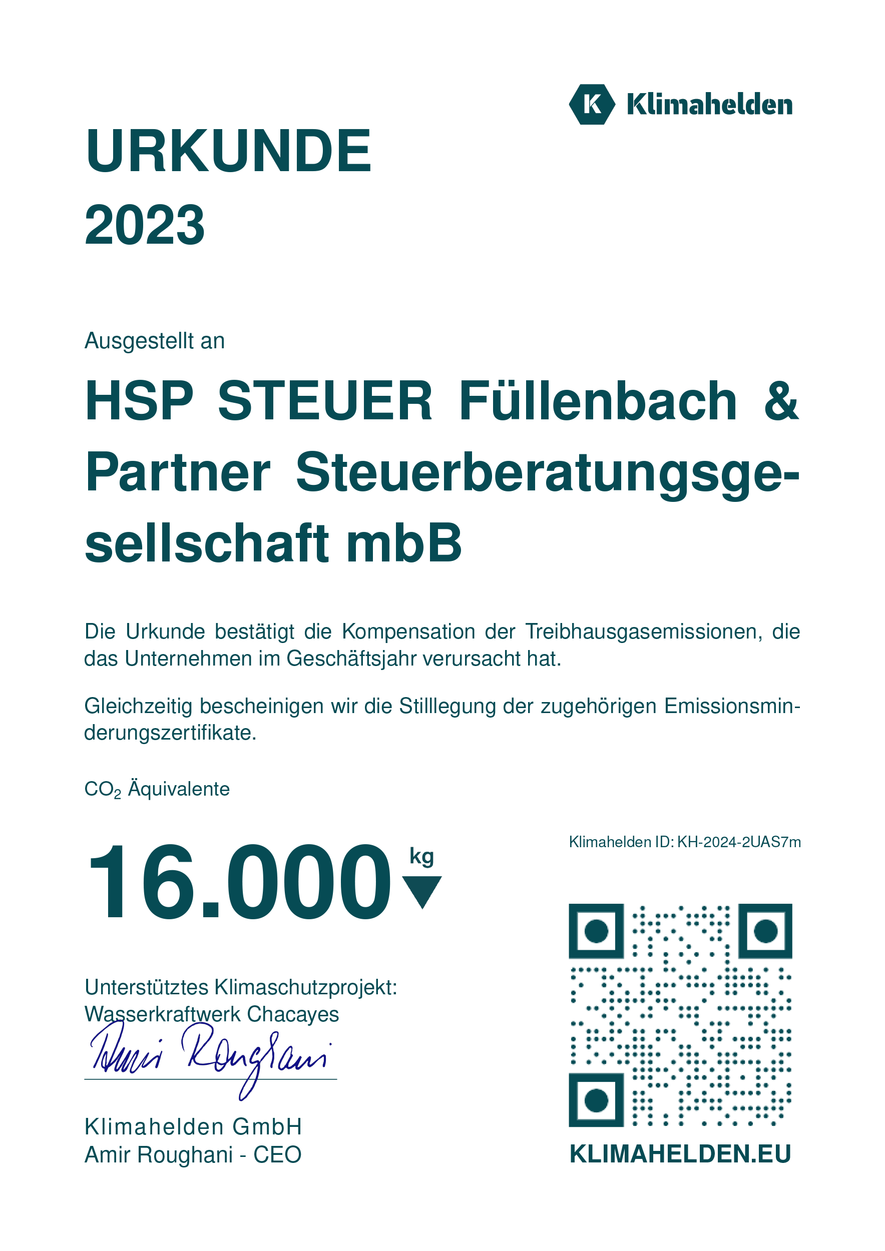 Klimazertifikat 2022 HSP STEUER Hamburg Nord