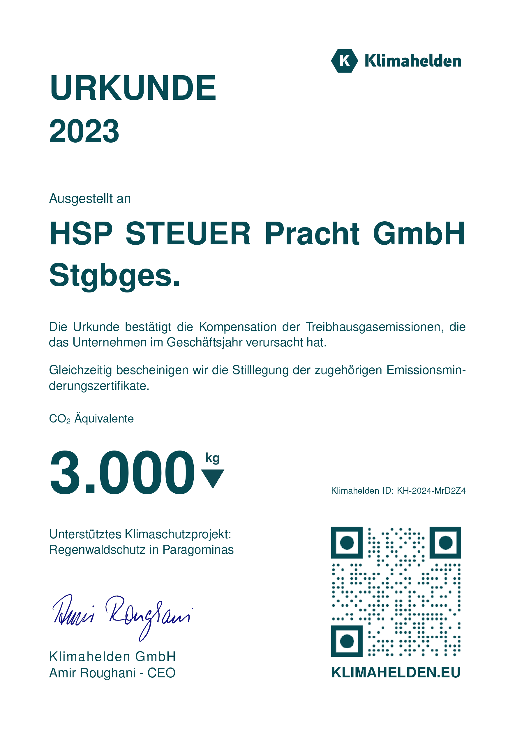 Klimazertifikat 2023 HSP STEUER Lich
